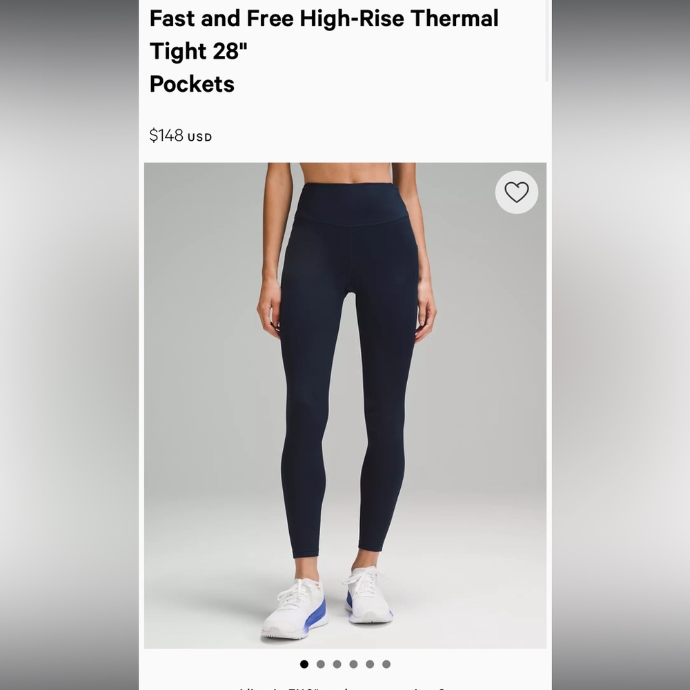 NWOT Lululemon thermal Fast and Free Leggings 28
